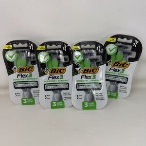Bic Razors Flex3 Sensitive Men's 3-Blade Disposable Razors 3 Count Lot of 4
